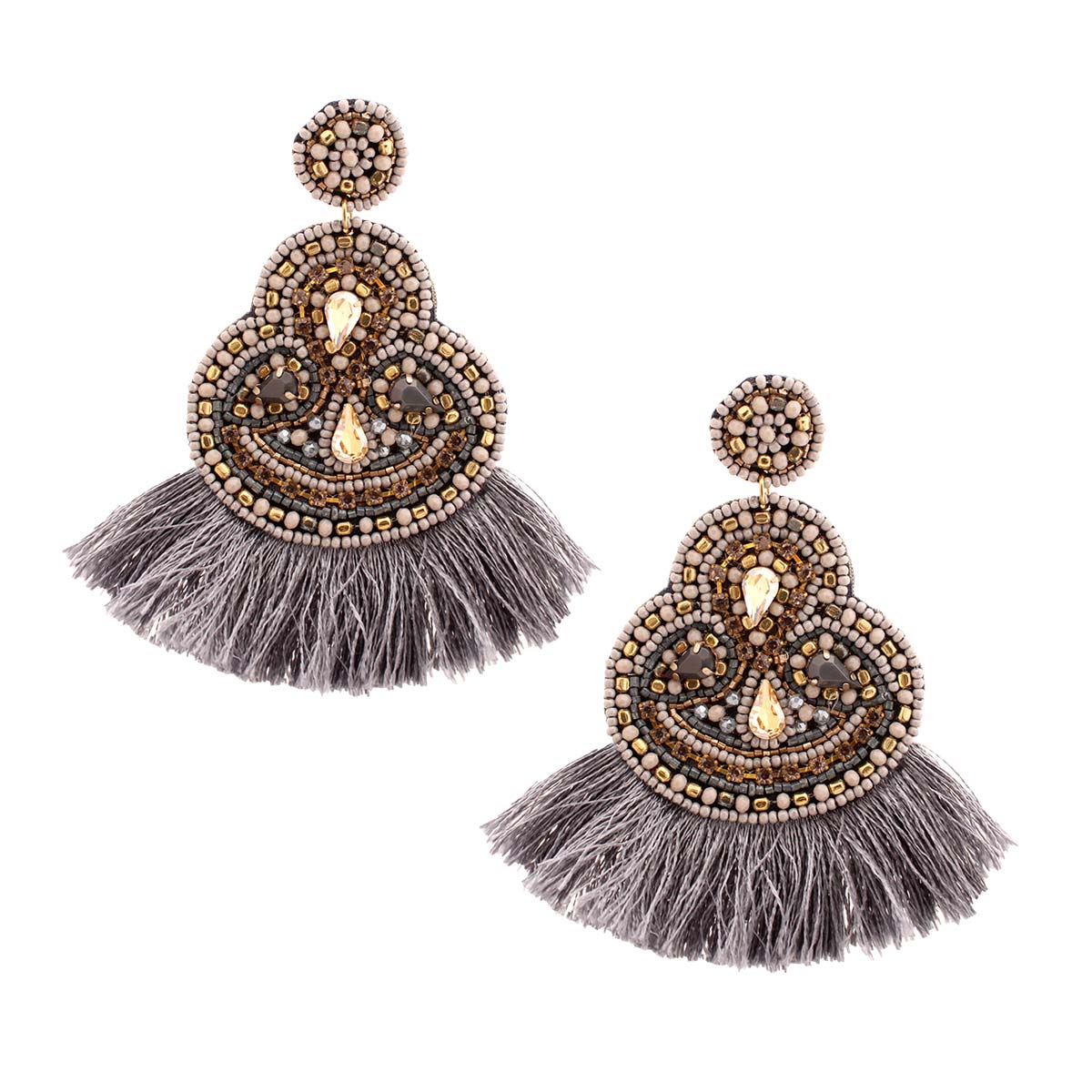 Fan Embroidered Bead Earrings