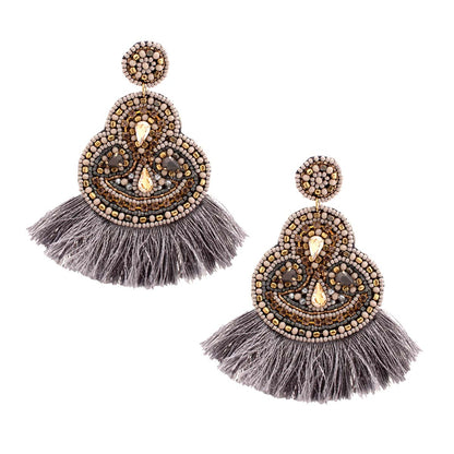 Fan Embroidered Bead Earrings
