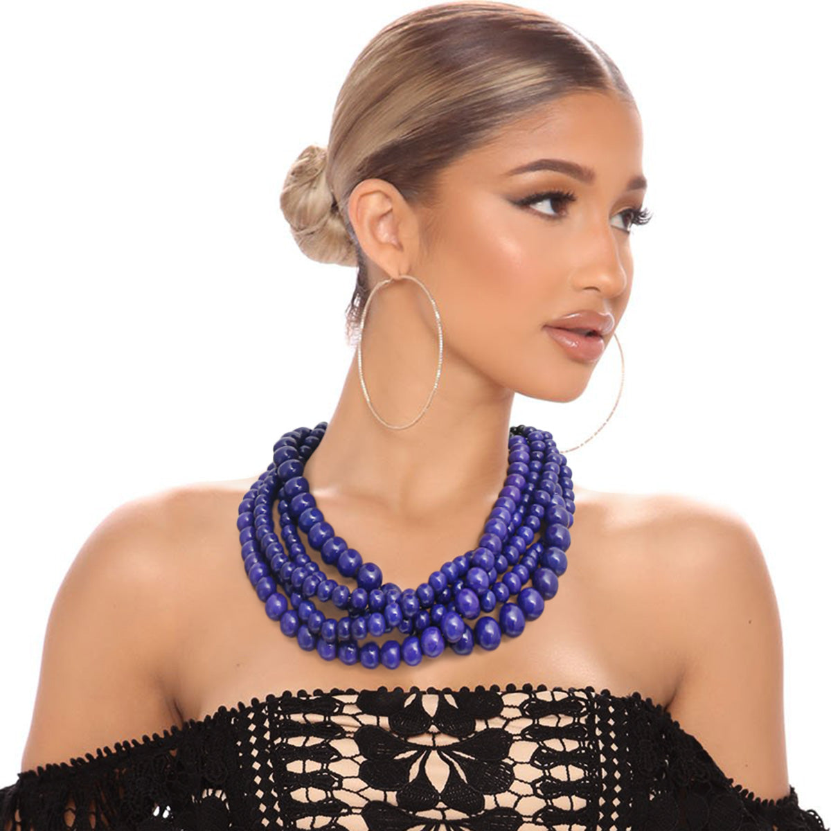 Yankady Layered Ball Beaded Hook Closure Necklace.