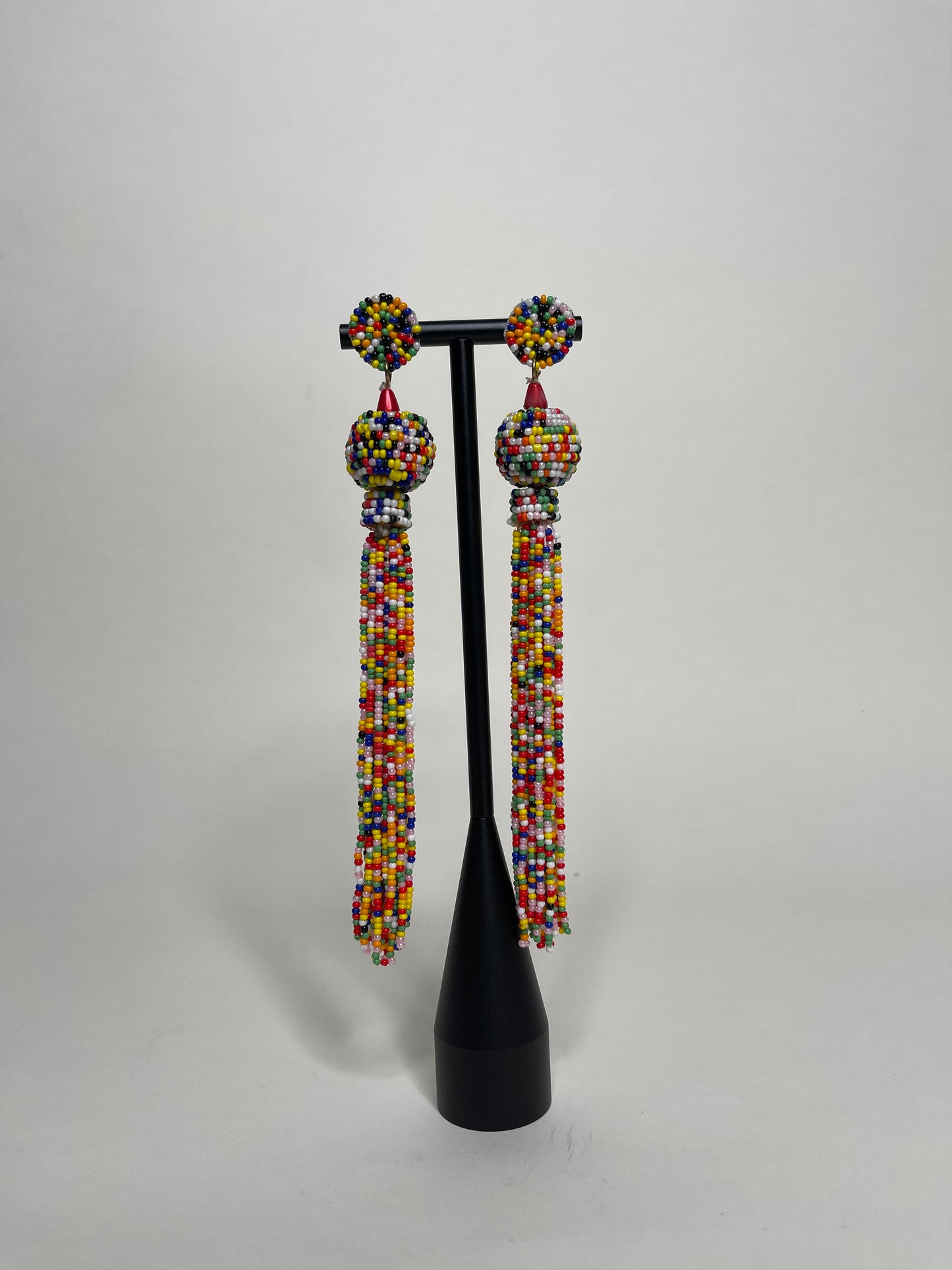 Queen Yama Seed Bead Tassel  Earrings