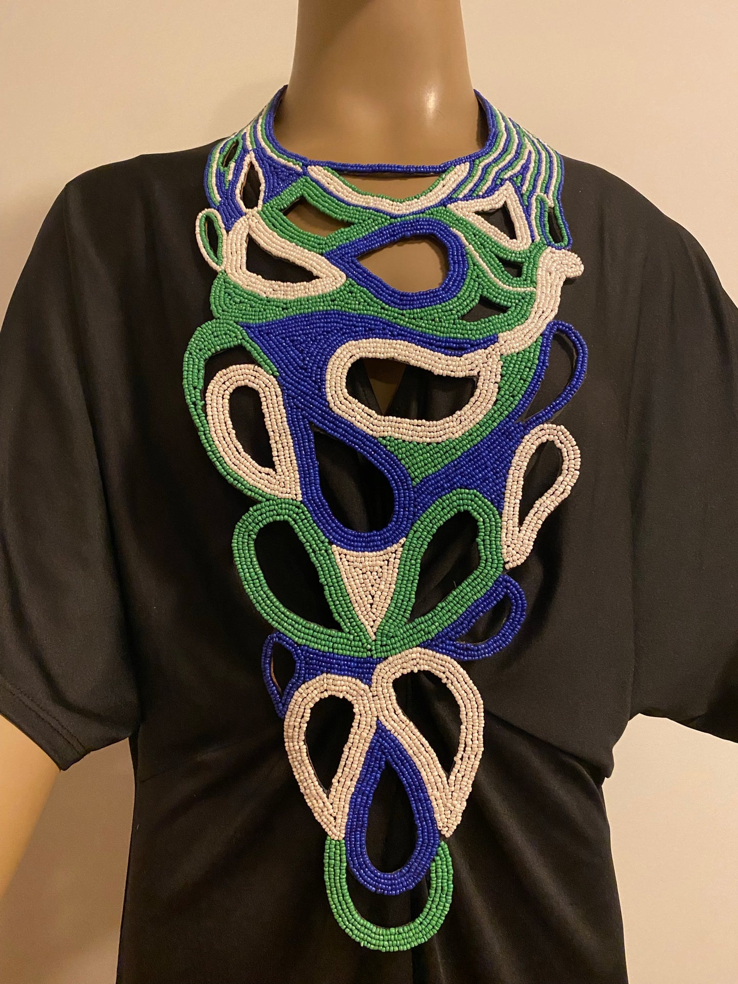 Multi Colors Statement Embroidered forged necklace