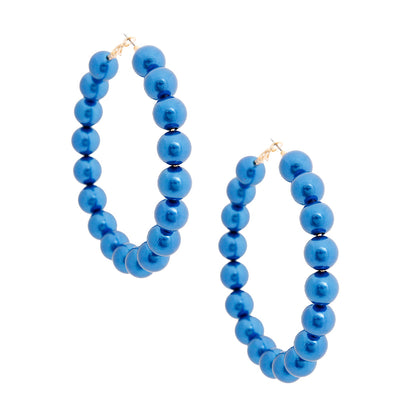 Gold Metal Hoop Pearls Earrings