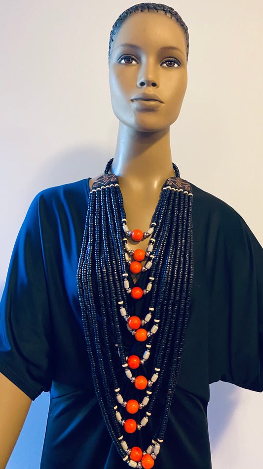 Wooden Multi Layered Bead Necklace