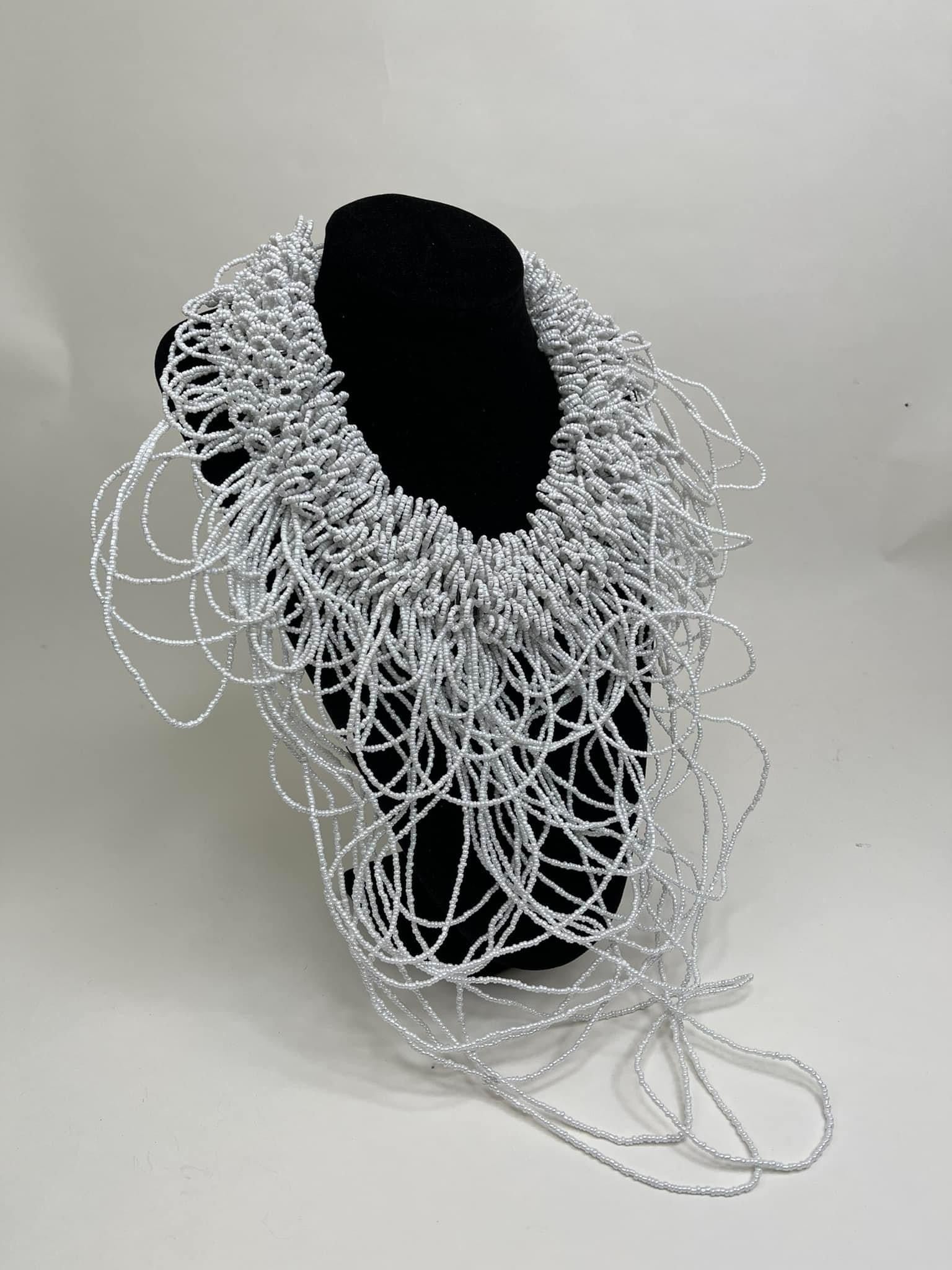 White Beaded Circle Of Life Necklace Set