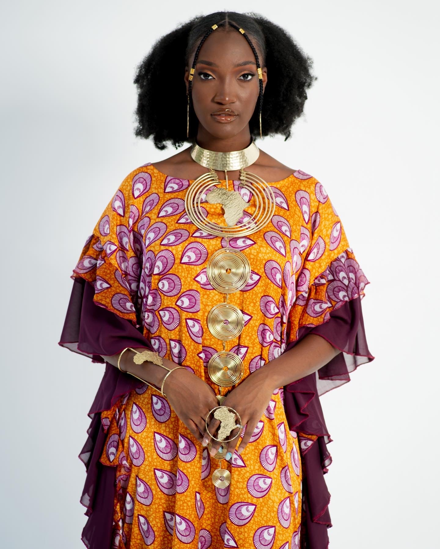 Queen N’Kama Brass Long Map Necklace