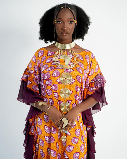 Queen N’Kama Brass Long Map Necklace