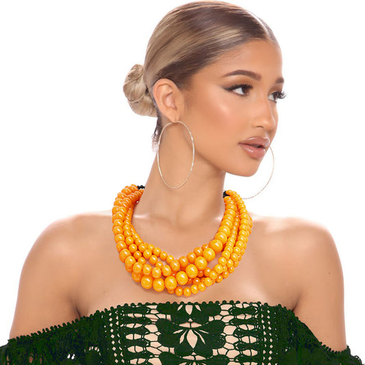 Yankady Layered Ball Beaded Hook Closure Necklace.