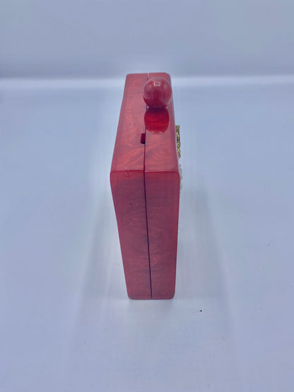 Handcrafted Square Resin with Agate Stone Clutch