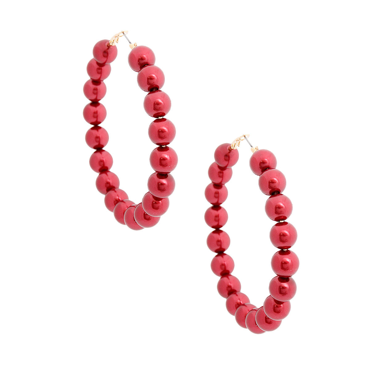 Gold Metal Hoop Pearls Earrings
