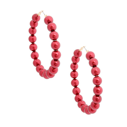 Gold Metal Hoop Pearls Earrings