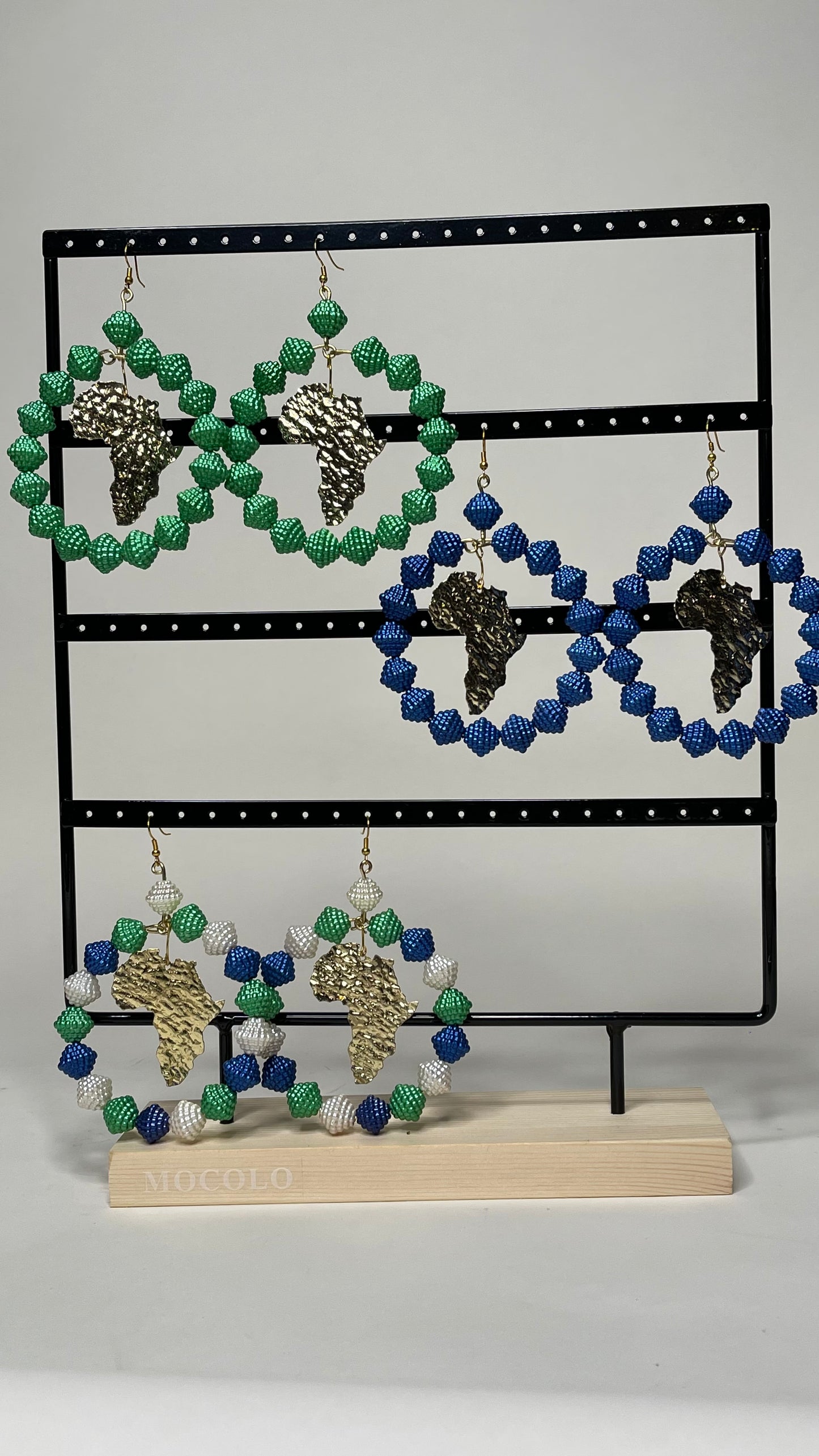 King Jimmy Beaded Earrings With The Map Of Africa