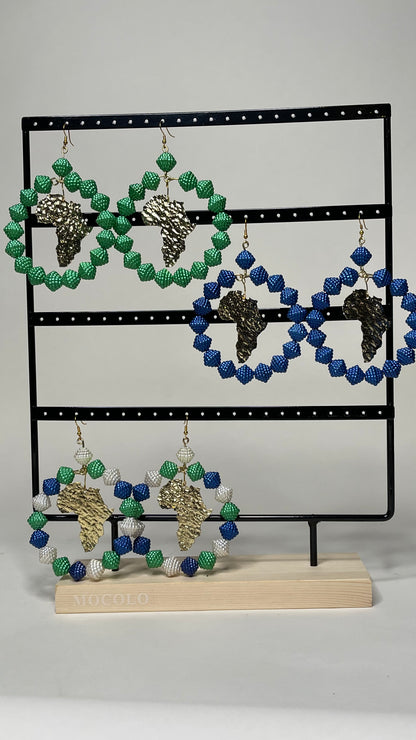 King Jimmy Beaded Earrings With The Map Of Africa