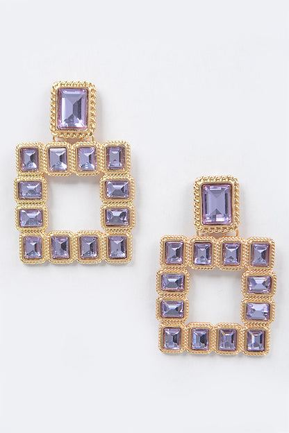 Multi Square Gemstone Earring