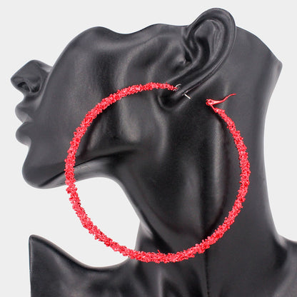 Oversized Texture  Metal Hoop  Earrings