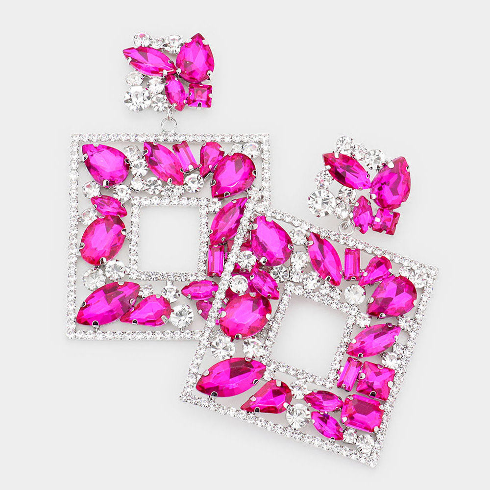 Elegant  Crystal Square Earrings
