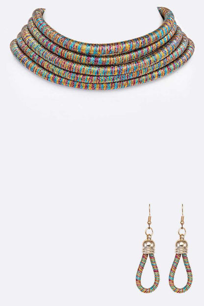 Layer Cording Magnetic Collar Necklace Set