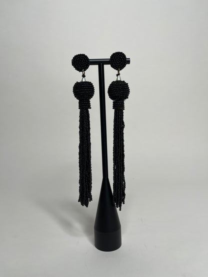 Queen Yama Seed Bead Tassel  Earrings