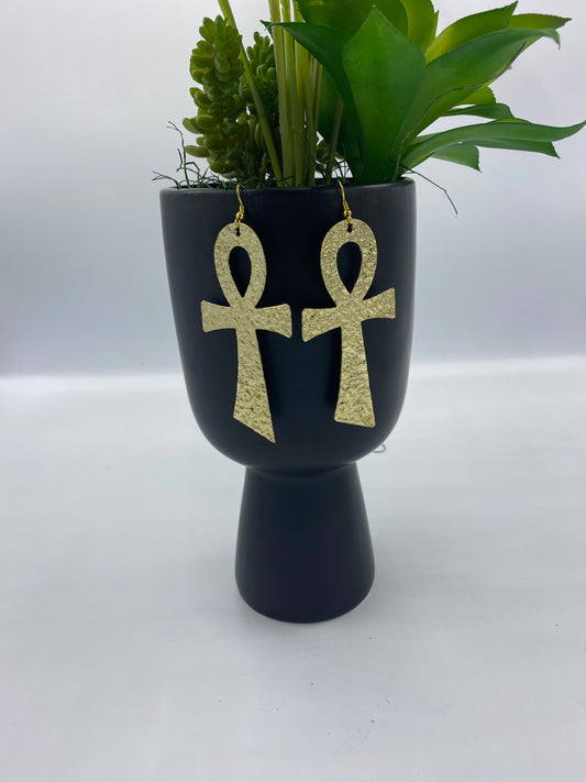 Small Brass Ankh Earrings