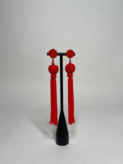 Queen Yama Seed Bead Tassel  Earrings
