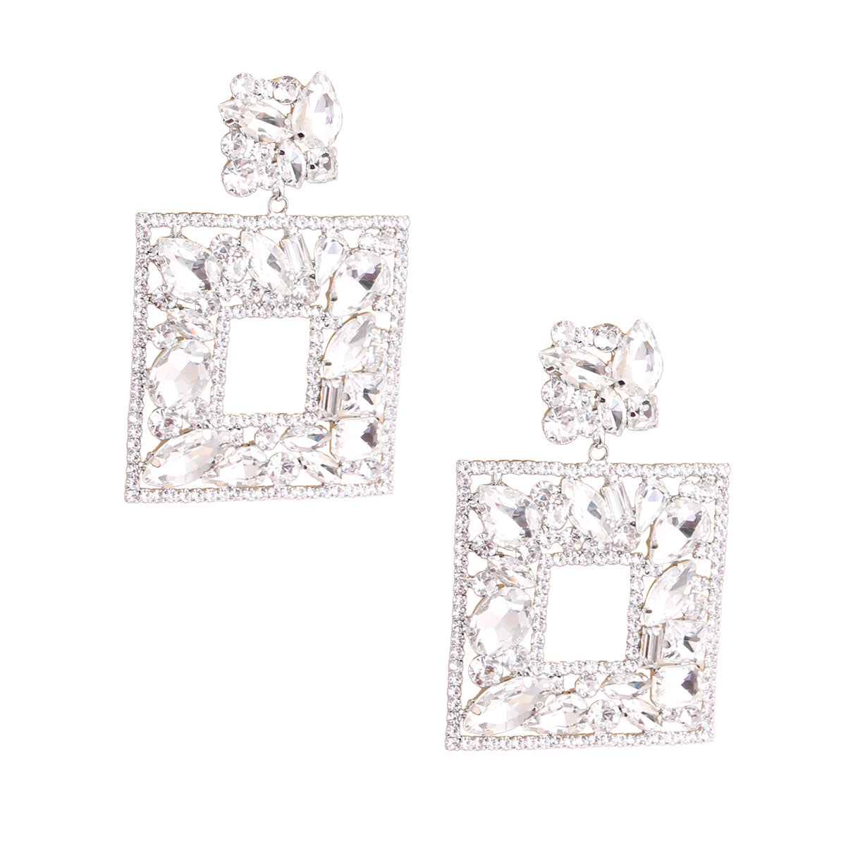 Elegant  Crystal Square Earrings