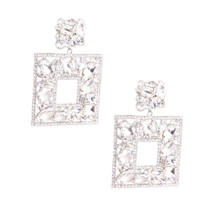 Open image in slideshow, Elegant  Crystal Square Earrings
