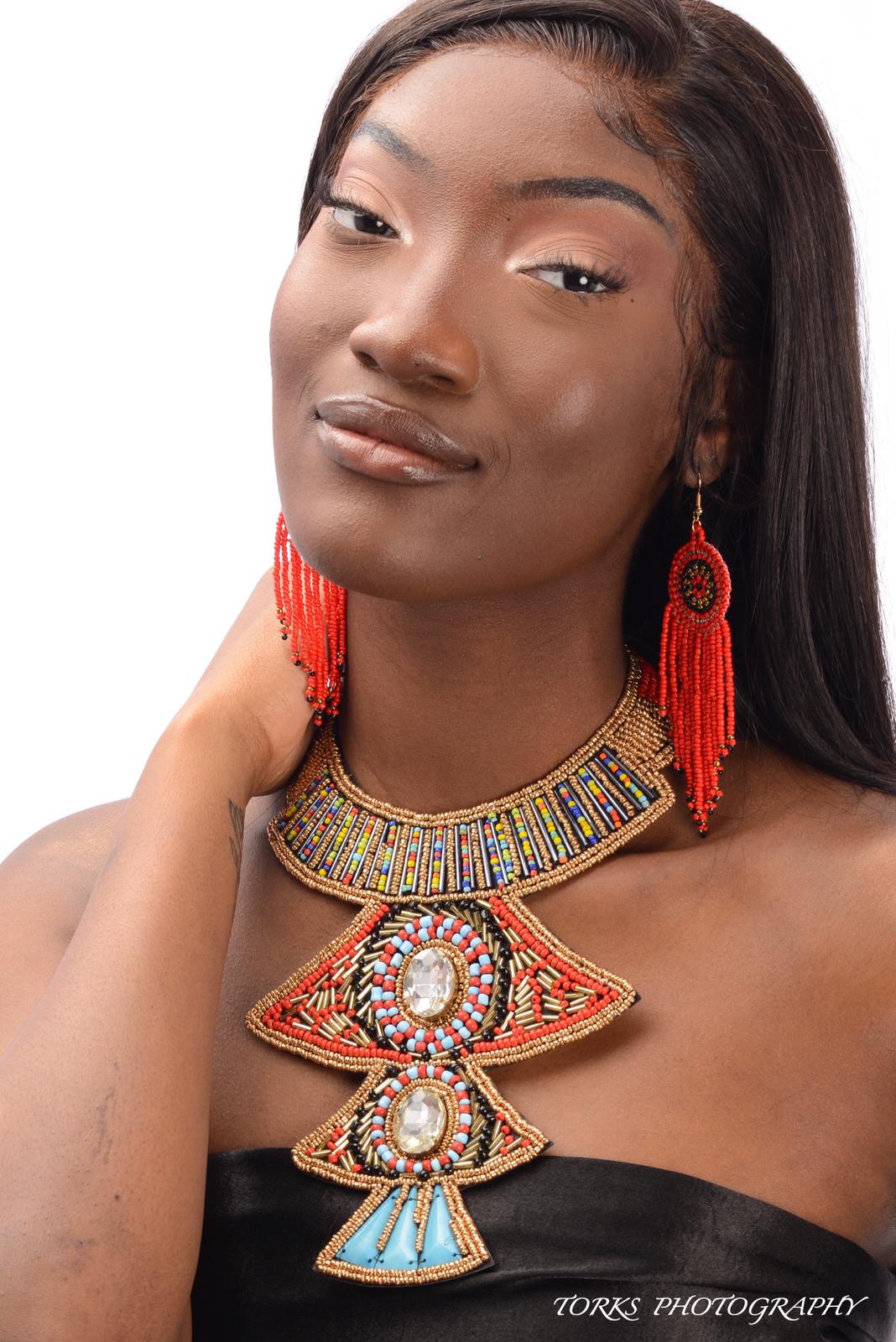 Multi Color Bead and Crystal Bib Necklace