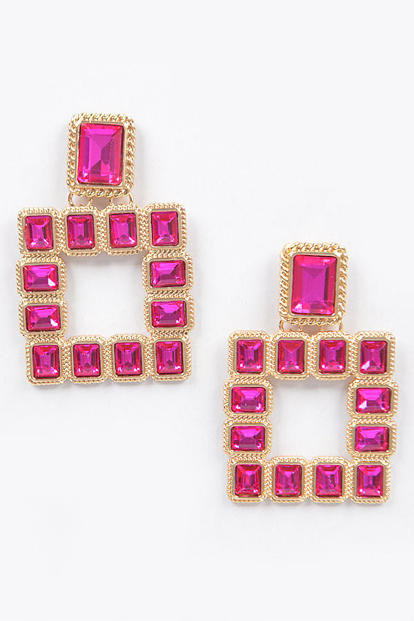 Multi Square Gemstone Earring