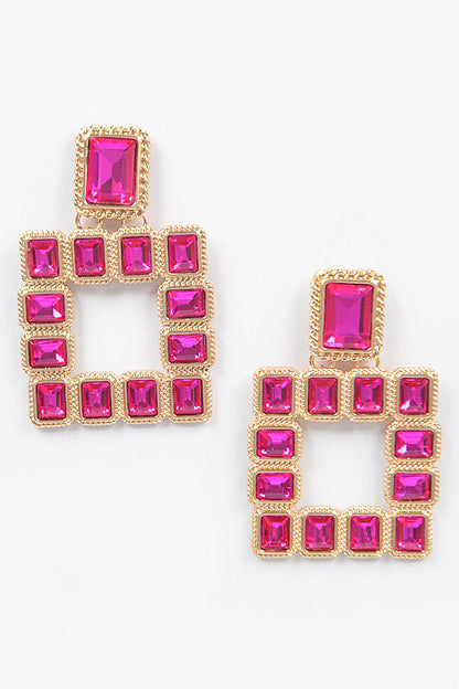 Multi Square Gemstone Earring