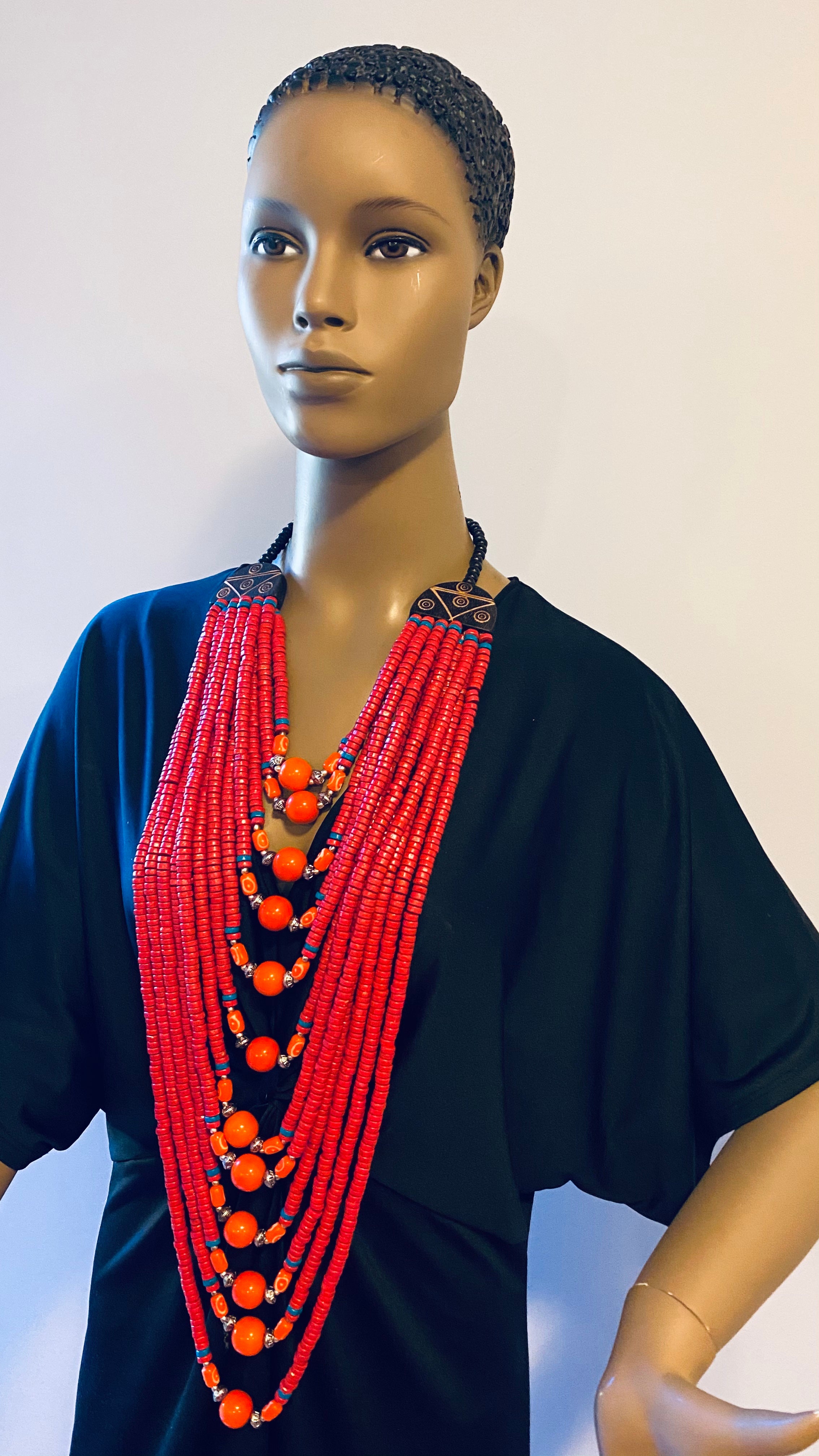 Wooden Multi Layered Bead Necklace