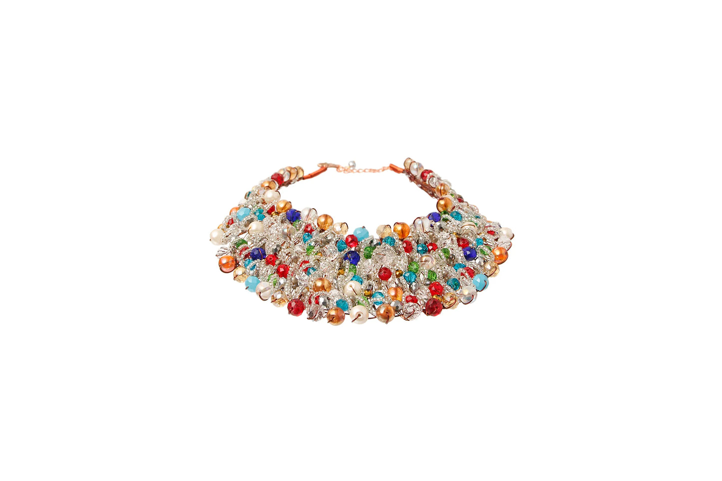 Clear Bead Copper Bib Necklace
