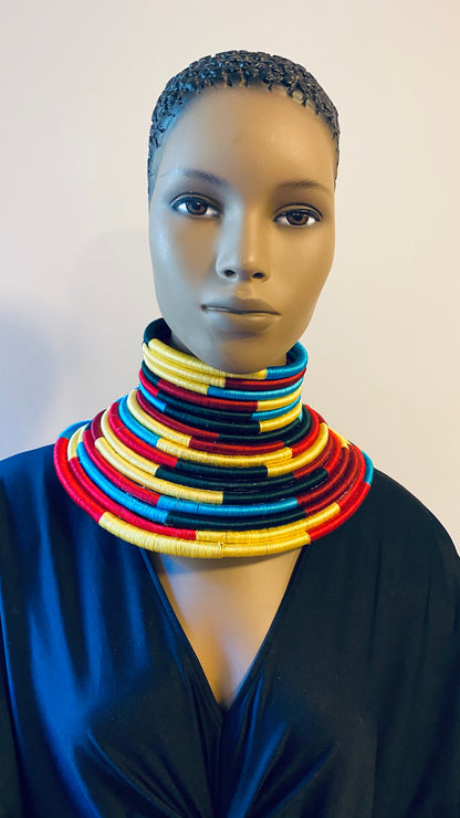 Princess Amina Of Port Loko Tribal Collar Cord Neck Ring with Magnetic Closure