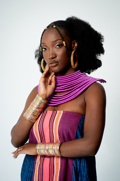 Princess Amina Of Port Loko Tribal Collar Cord Neck Ring with Magnetic Closure