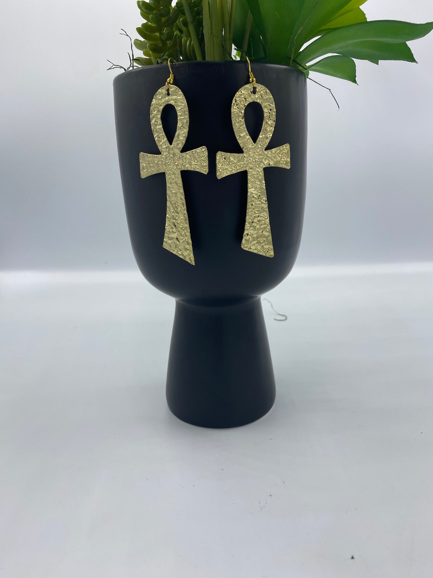Small Brass Ankh Earrings