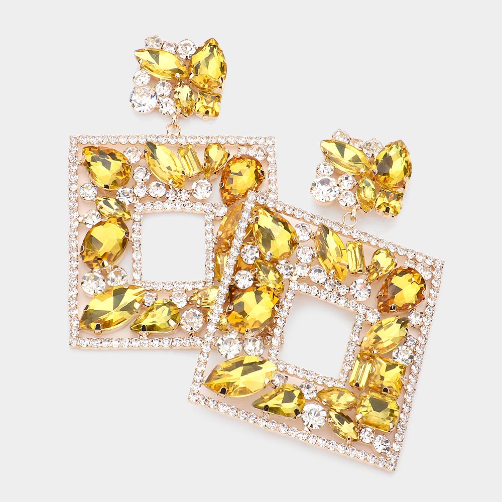 Elegant  Crystal Square Earrings