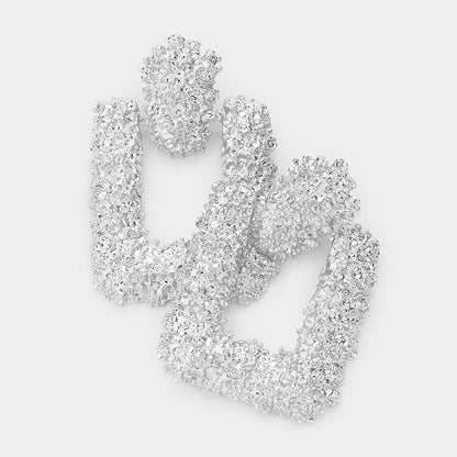 Metal Hammered Square  Earrings