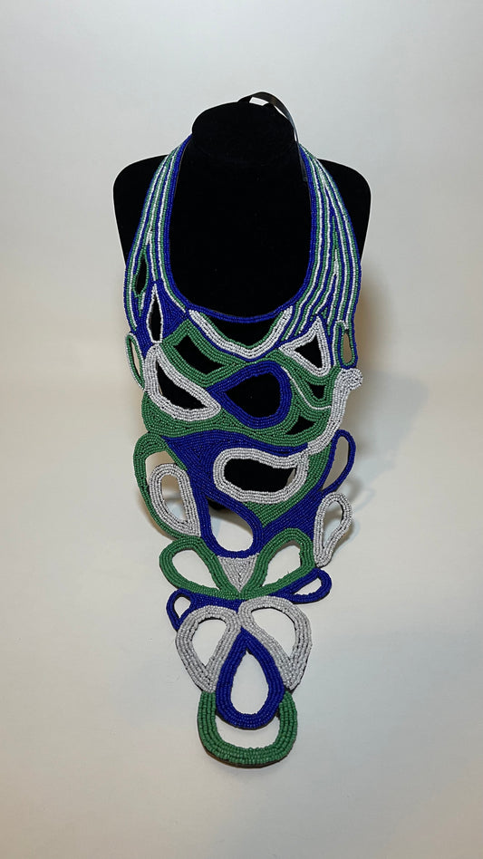 Lion Mountain Statement Embroidered forged necklace