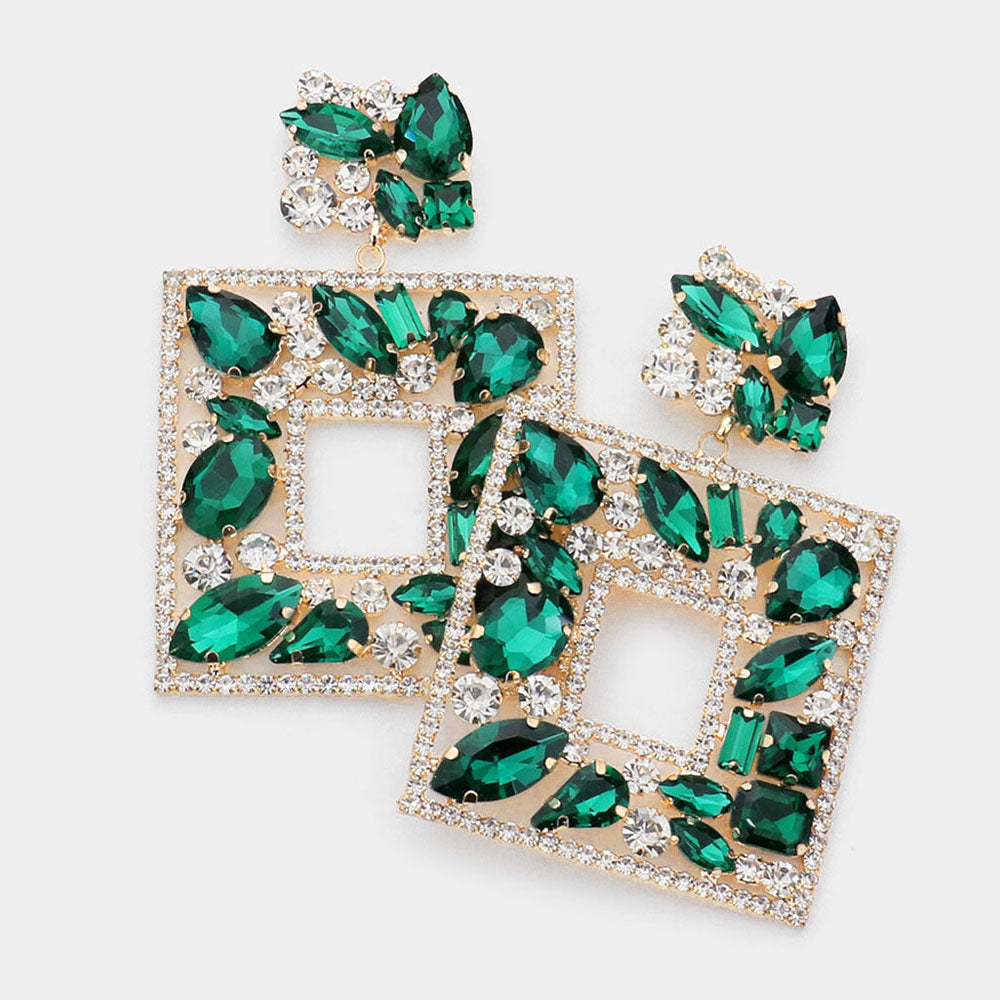 Elegant  Crystal Square Earrings