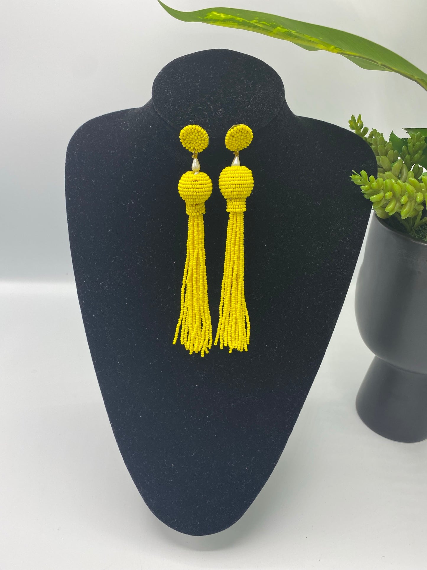 Queen Yama Seed Bead Tassel  Earrings