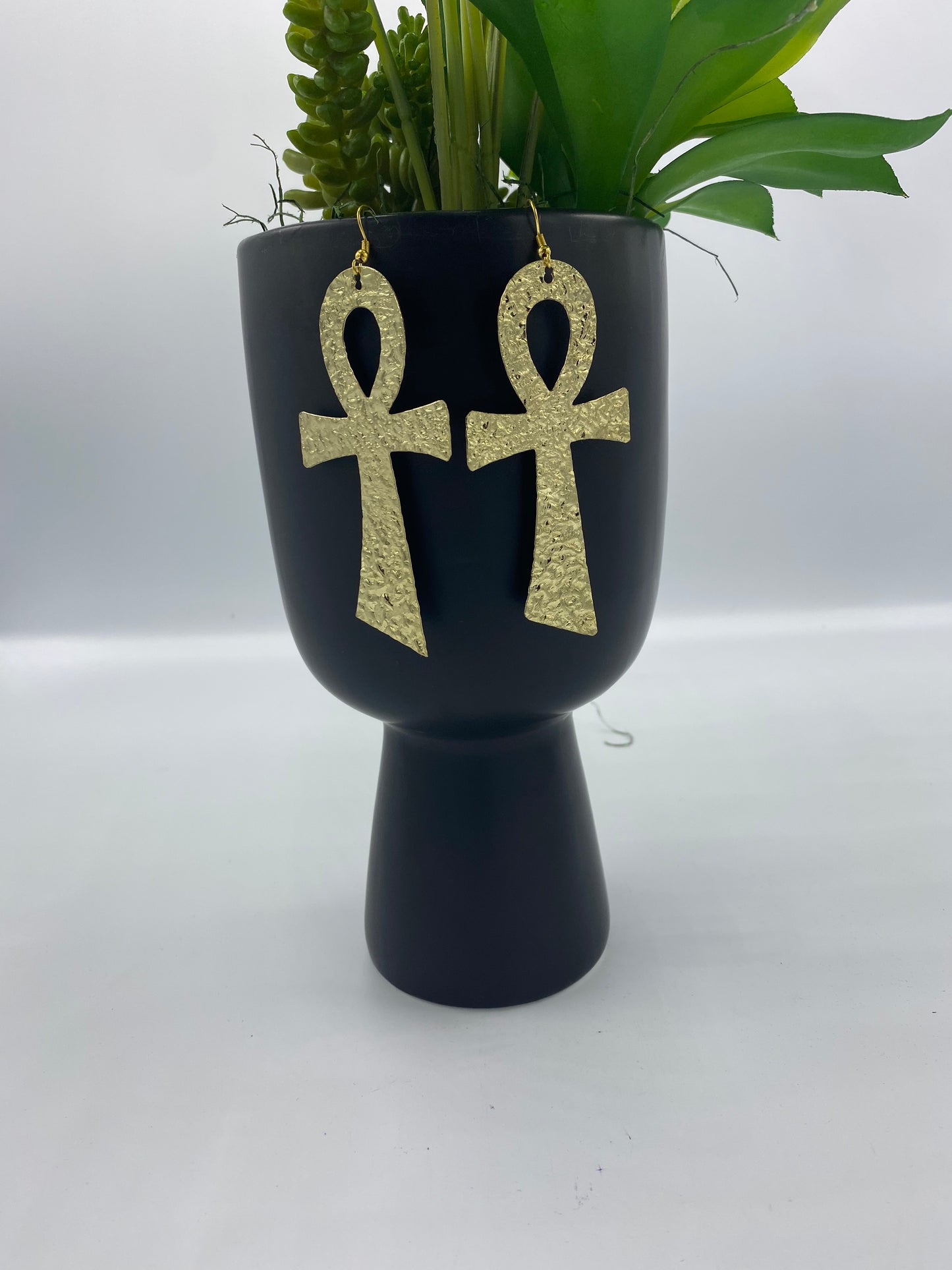 Small Brass Ankh Earrings