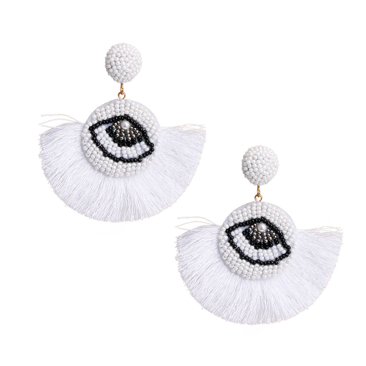 Beaded Eye Tassel Earrings