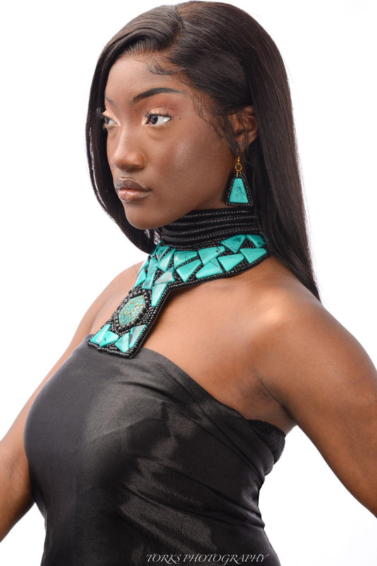 Teal Bead Necklace Set