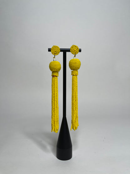 Queen Yama Seed Bead Tassel  Earrings