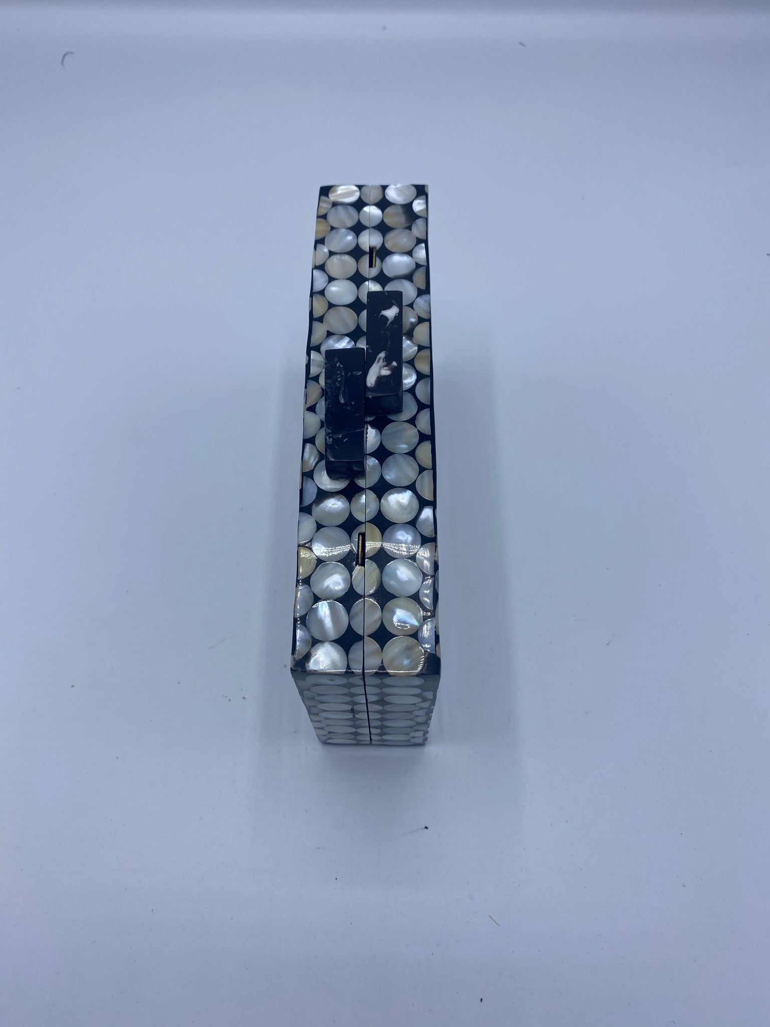 Handcrafted Pixel Ivory and Black Mother Of Pearl Clutch