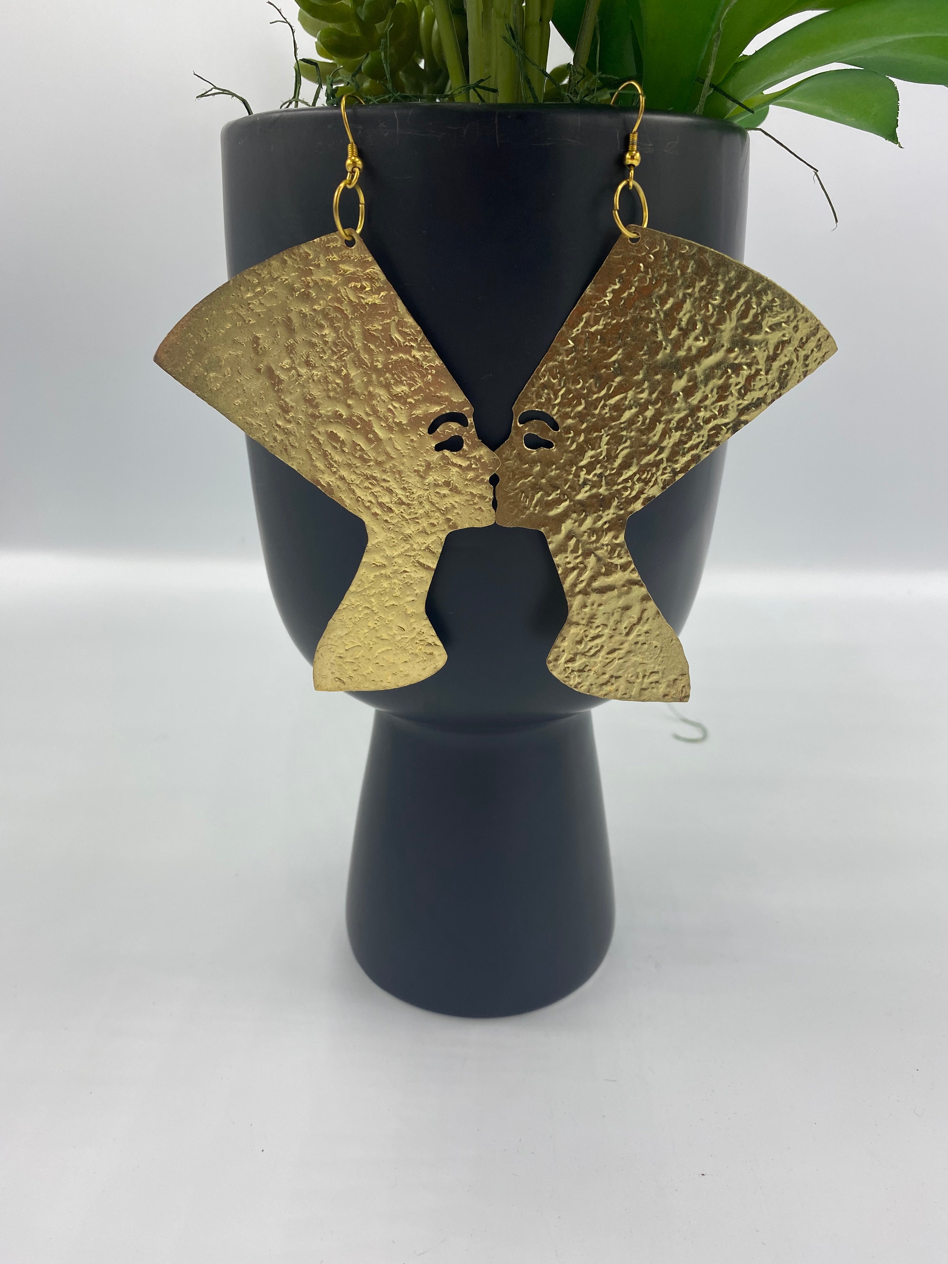 Queen Nefertiti Brass Earrings