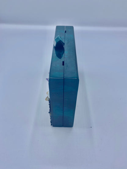 Handcrafted Triangle Resin with embellishment of pearls and stones Clutch