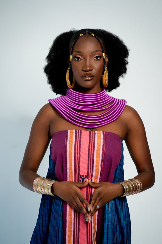 Princess Amina Of Port Loko Tribal Collar Cord Neck Ring with Magnetic Closure