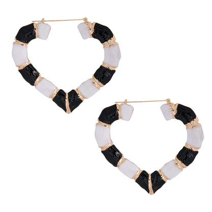 Heart Bamboo Hoops Earrings