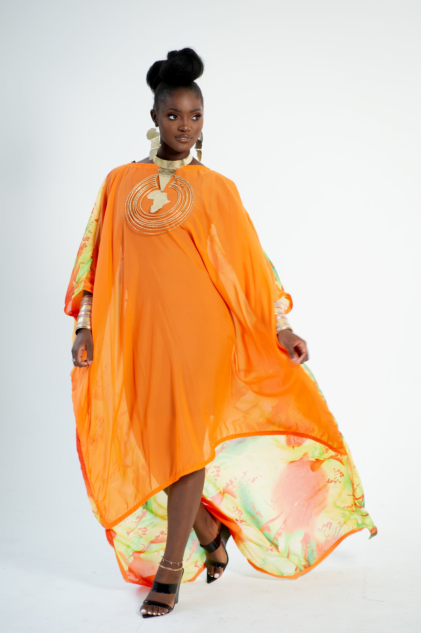 QUEEN N’KAMA Brass Hammered Map Necklace.