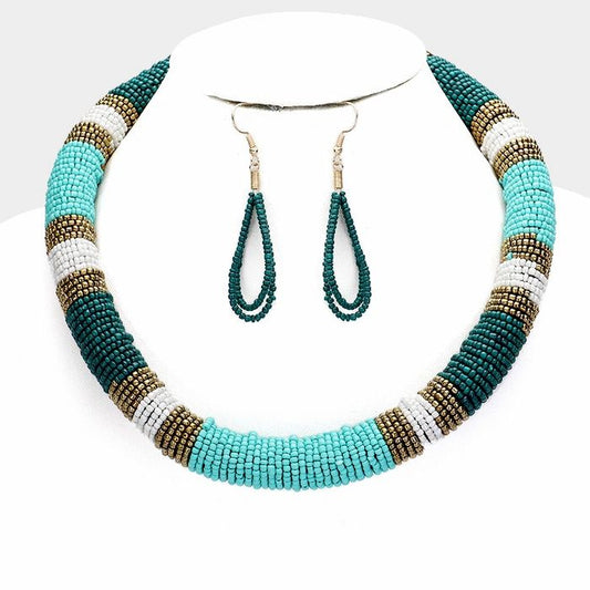 Seed Bead Roped Necklace Set