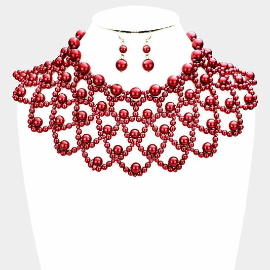 Pearl Armor Bib Choker Necklace